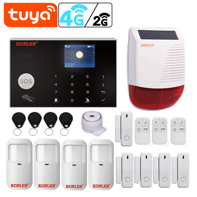 Tuya умная WIFI 2G/ 4G 3G GSM домашняя охранная сигнализация комплект беспроводной
