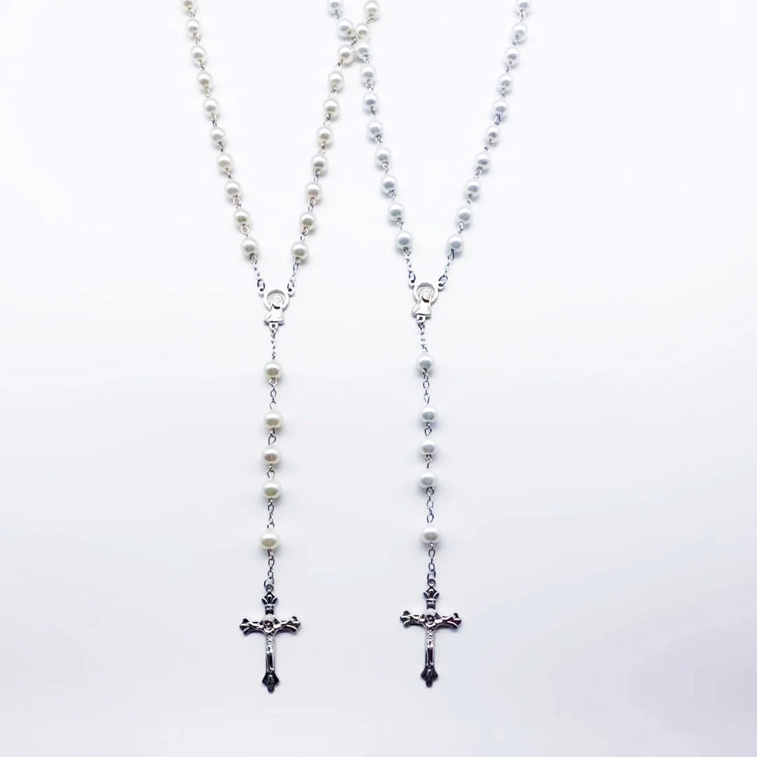 Jindian религиозный жемчуг ювелирные изделия из бисера ожерелье Крест Иисуса Девы