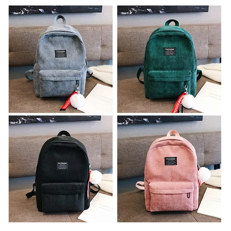 Модный женский рюкзак мягкие дизайнерские вельветовые рюкзаки дорожная сумка