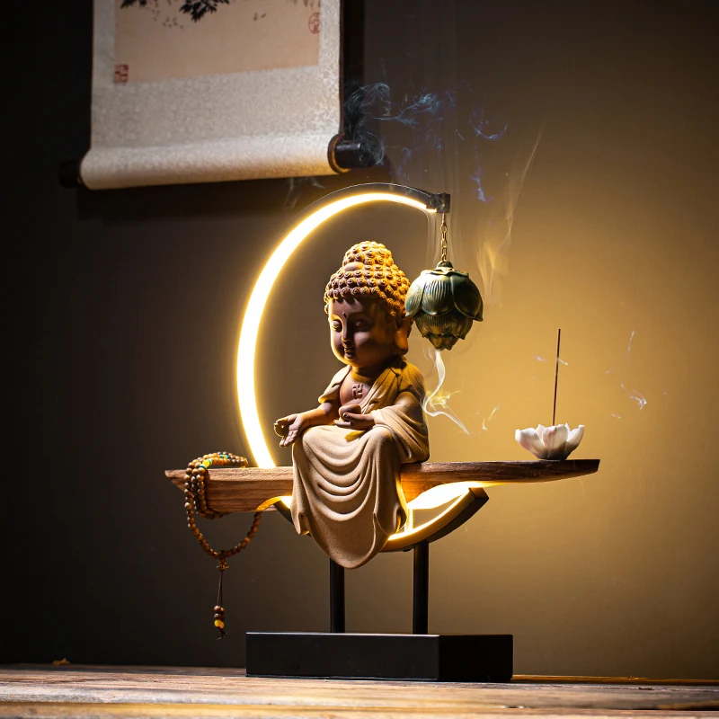 Modern Buddha Incense Burner Ceramic Waterfall Backflow Hanging Lotus Smoke Fountain Insensario Home Decor EF50XL | Дом и сад