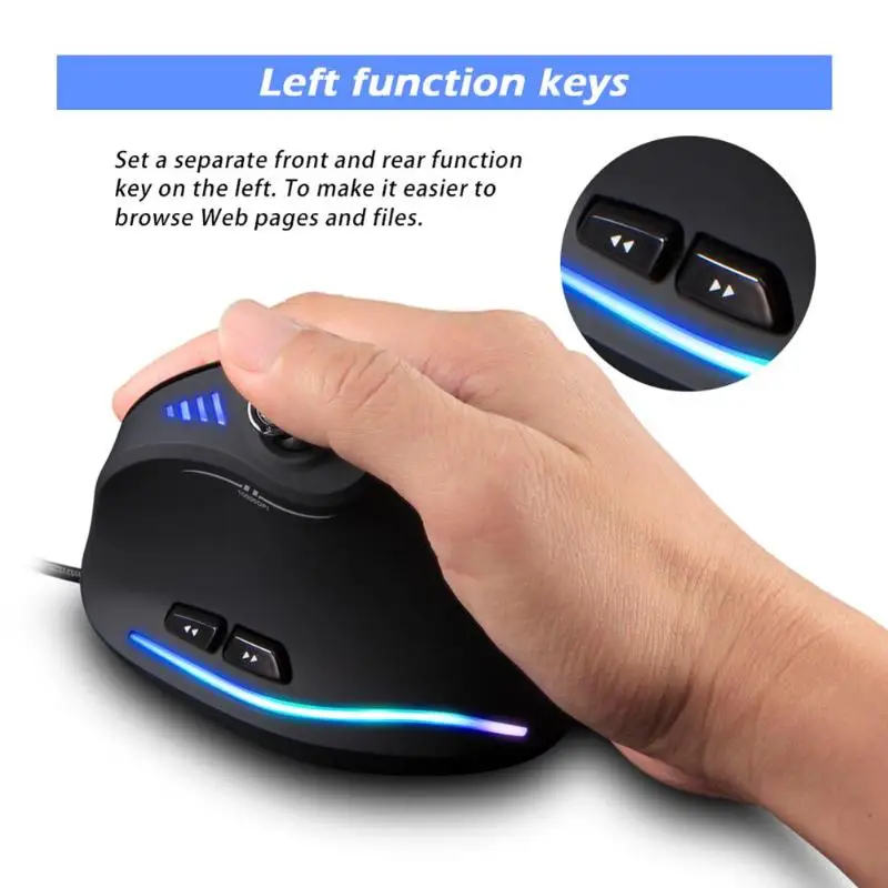Оптическая Вертикальная мышь ZELOTES C 18 RGB 11 кнопок 10000DPI Регулируемая эргономичная