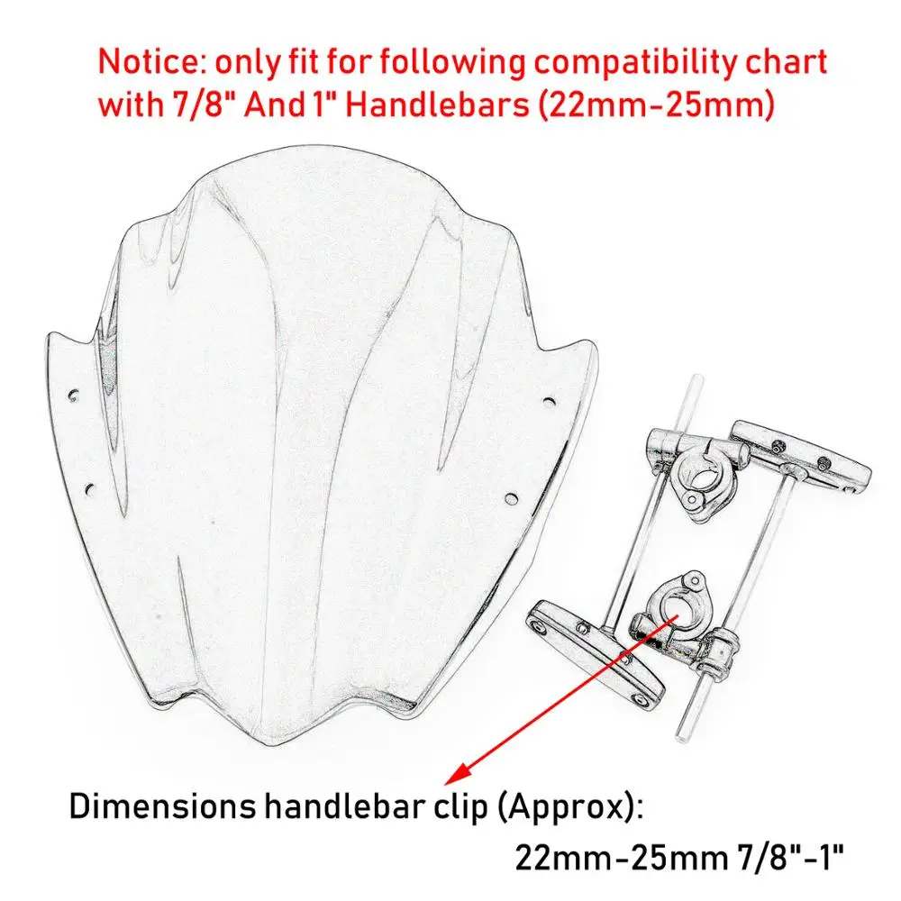 22 мм Универсальный ручной стержень для мотоциклетного руля лобовое стекло