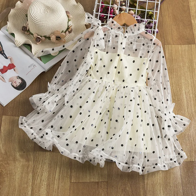 

Kids Layered Polka Dot O-neck Long Sleeve Dress Girls clothes Girl dress Kids Dresses for girls