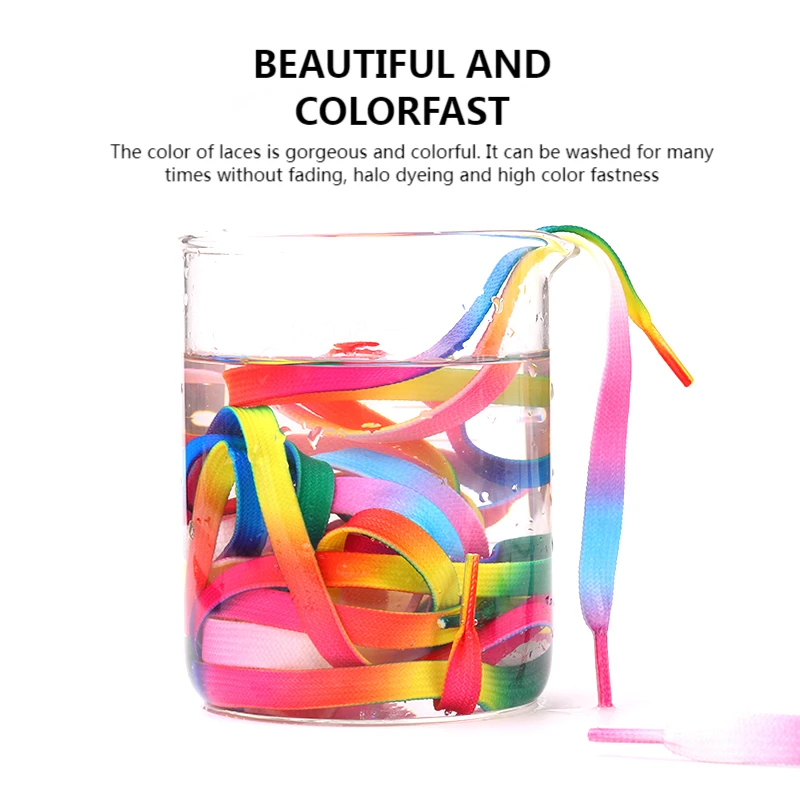 1 Pair Rainbow Shoelaces for Sneaker Flat Laces Casual Canvas Shoe laces Shoes accessories Colorful Print Gradient Shoelace
