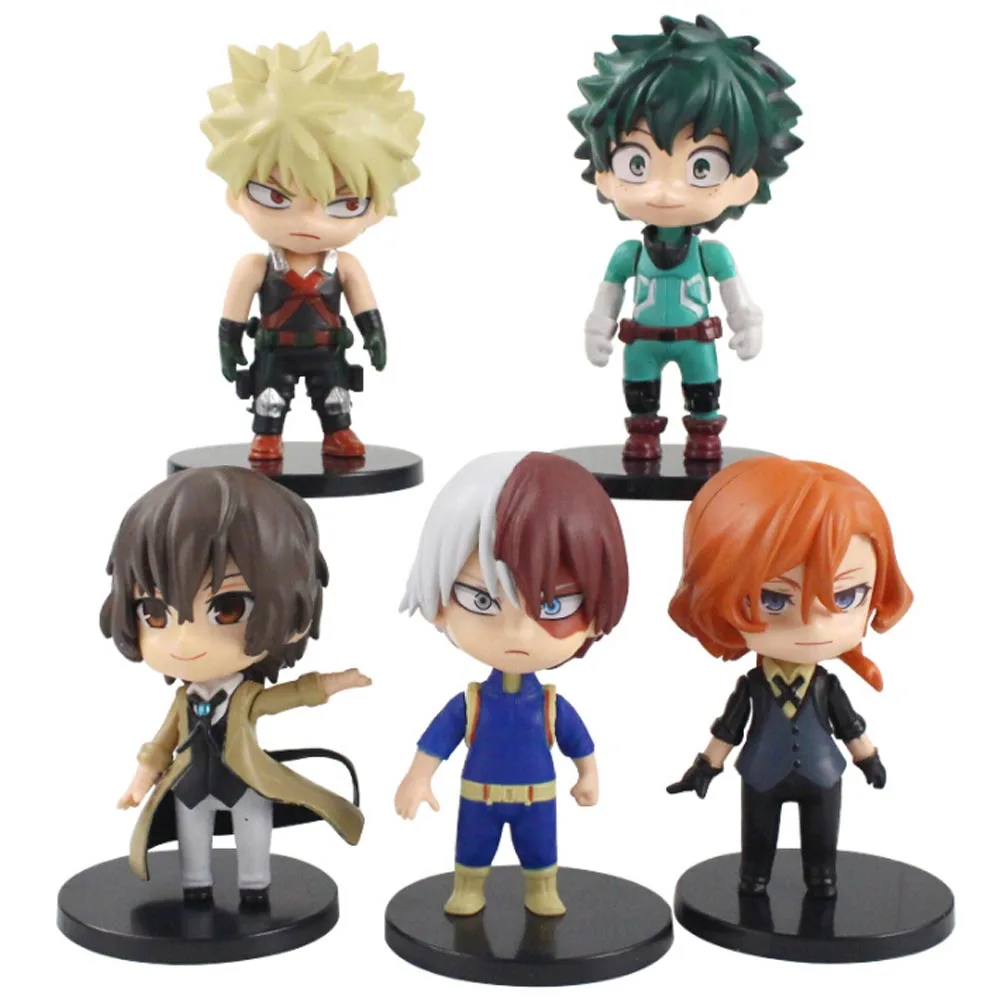 

5pcs/lot My Hero Academia Figure Toy Midoriya Izuku Todoroki Shoto Bakugo Katsuki Dazai Osamu Nakahara Chuya PVC Model Doll