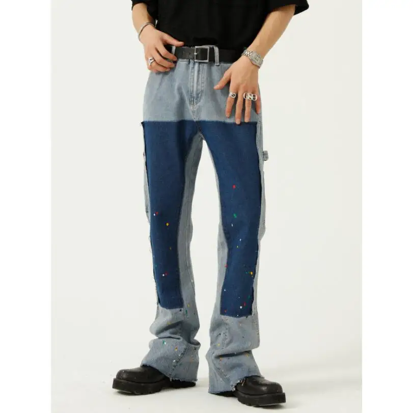 

Мужские джинсы-клеш в стиле хип-хоп, с широкими штанинами