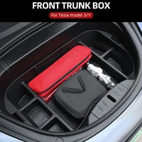 for tesla model 3 y 2021 2022 front trunk storage box organizer tray mat portable abs durable waterproof interior car accessory