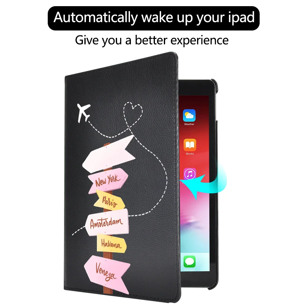 Чехол из ПУ кожи для iPad 7 го поколения с картой путешествий|Чехлы планшетов и
