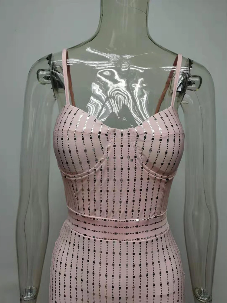 

Formal Dresses 2021 Fashion New Women Spaghetti Strap Long Dress Party and Club Empire Sequins Vestidos