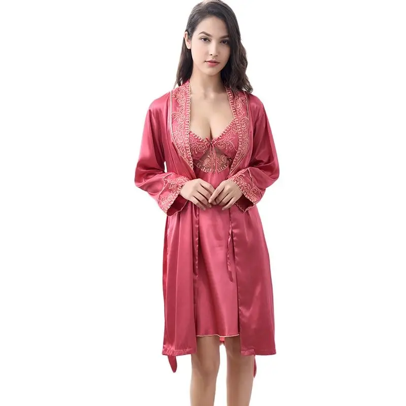 Халат женская зимняя обувь утепленные атласные шелковые пижамы Для женщин