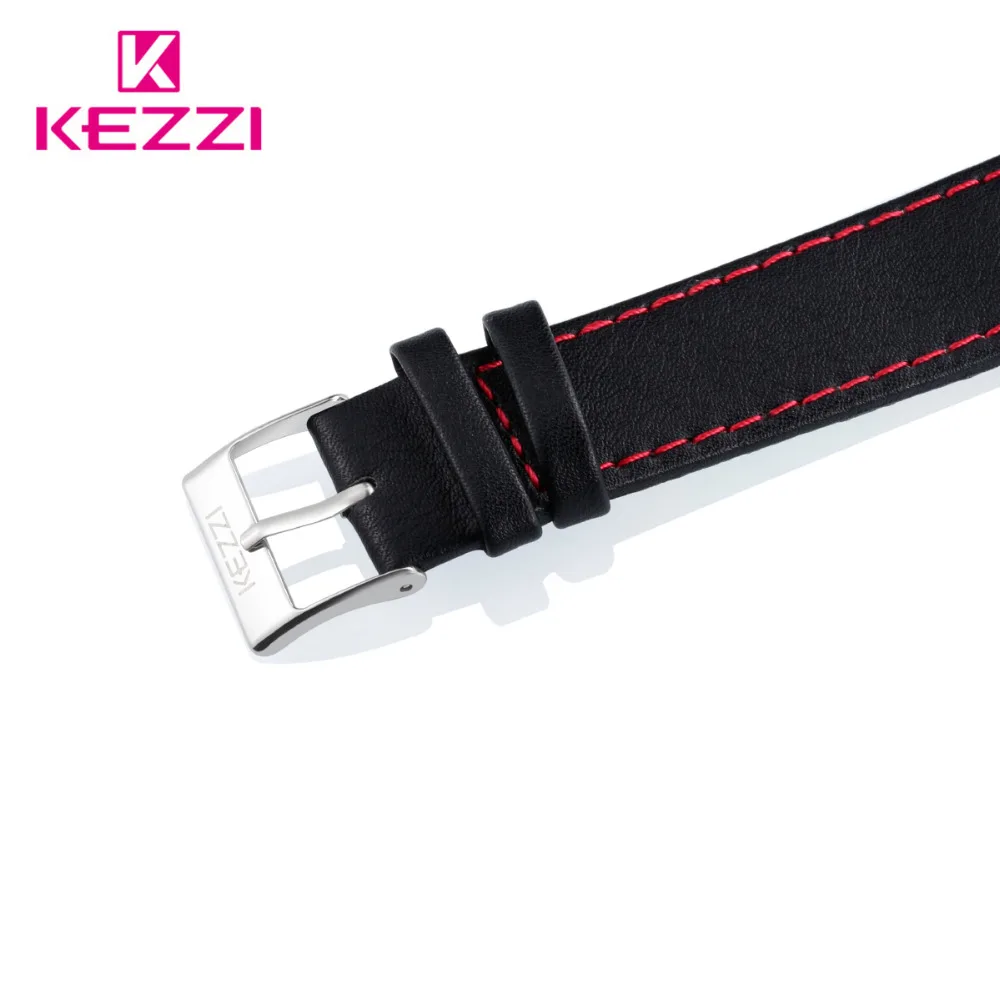 

KEZZI Brand Leather Men Women Watches Big Dial Casual Quartz Wristwatches Waterproof Couple Watch For Student Relogio Montre