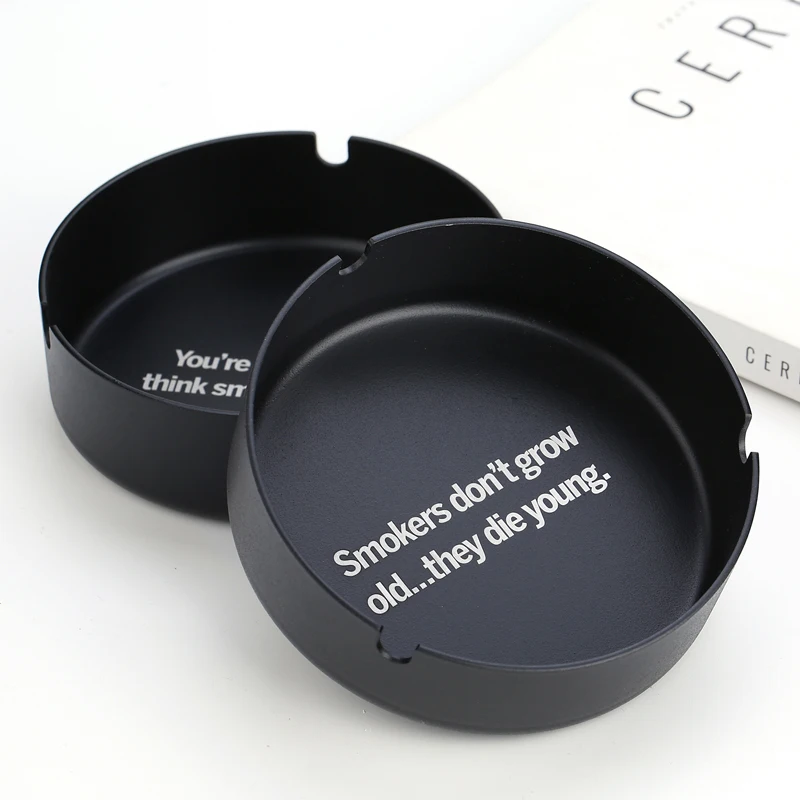 Пепельница круглая из нержавеющей стали алюминий металл черный матовый сигареты