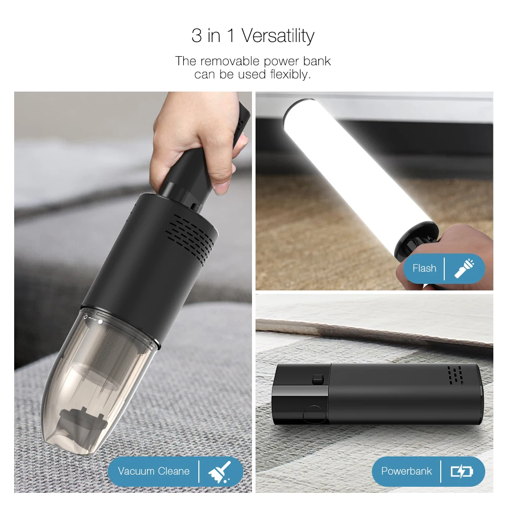 

Digoo DG-H1 Wireless 3 in 1 Vacuum Cleaner Handheld Protable Power Bank Flashlight Vacuum Cleaners for Home and Car Cleaning