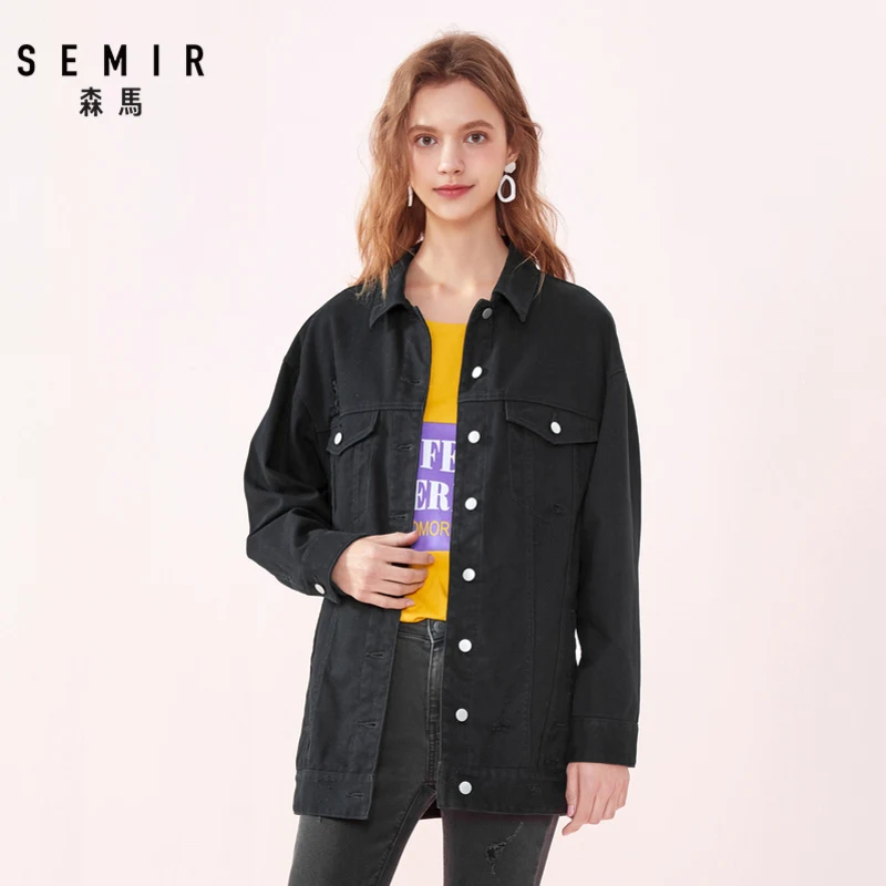 Куртка Semir женская с вышивкой свободный хлопковый пиджак лацканами в Корейском