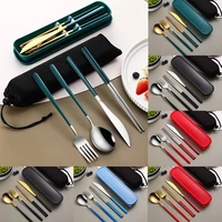 dinnerware set eco friendly dish kitchen accessories silverware sets knife fork spoon portable cutlery sets with case