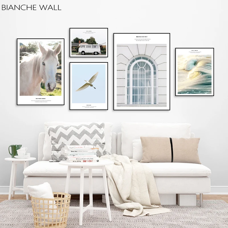 Пейзаж для путешествий пейзаж постер на стену искусство холсте автобус лошадь