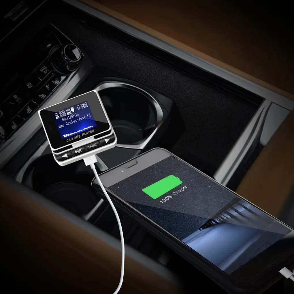 FM12B Автомобильный MP3 плеер с ЖК дисплеем 1 44 дюйма Bluetooth беспроводной fm передатчик