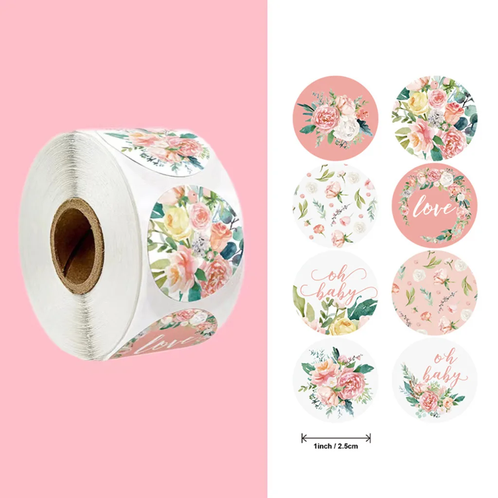 

50-500Pcs 1Inch Thank You Sticker Korean Flower Christmas Party Card Box Wrapping Label Sealing Wedding Sticker Decor Stationery