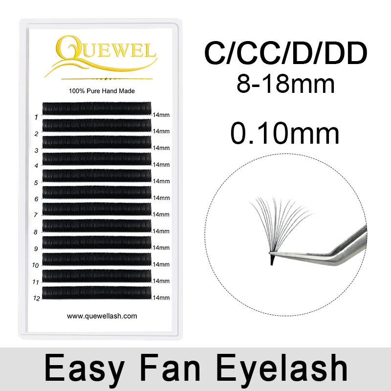 Quewel Easy Fan шелковые ресницы автоматические цветущие для наращивания 0 10 мм C/CC/D/DD