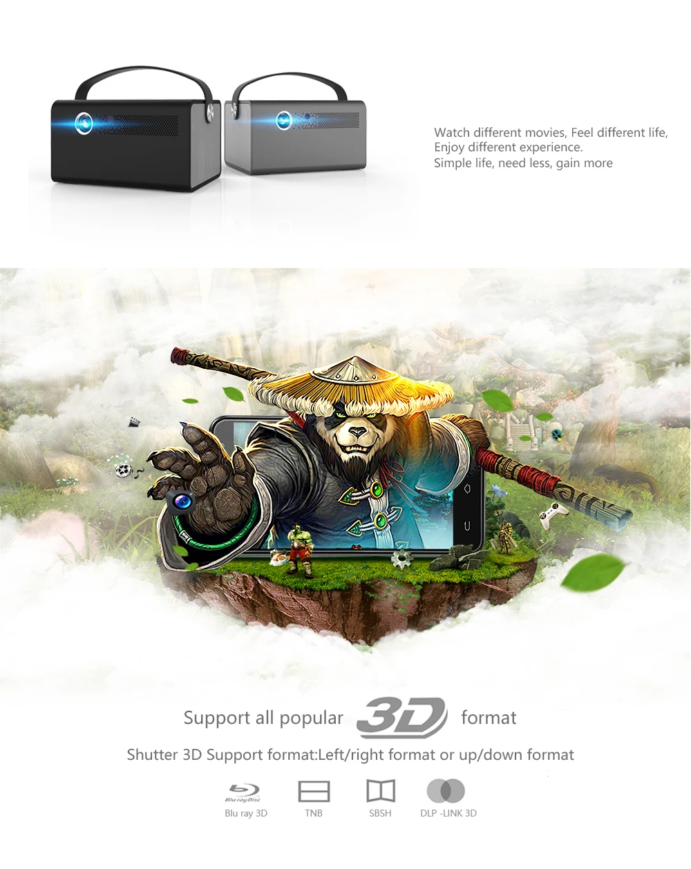 Salange P7 мини портативный проектор Smart 3D Android 9 0 Wifi BT DLP домашний кинотеатр 1080P HD для 4K