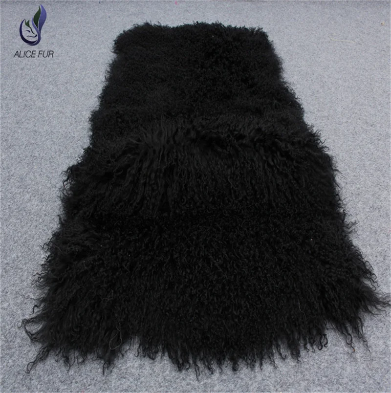 Wholesale Tibetan sheep fur rug Long Hair natural Mongolian Lamb Curly Sheep Fur Plate |