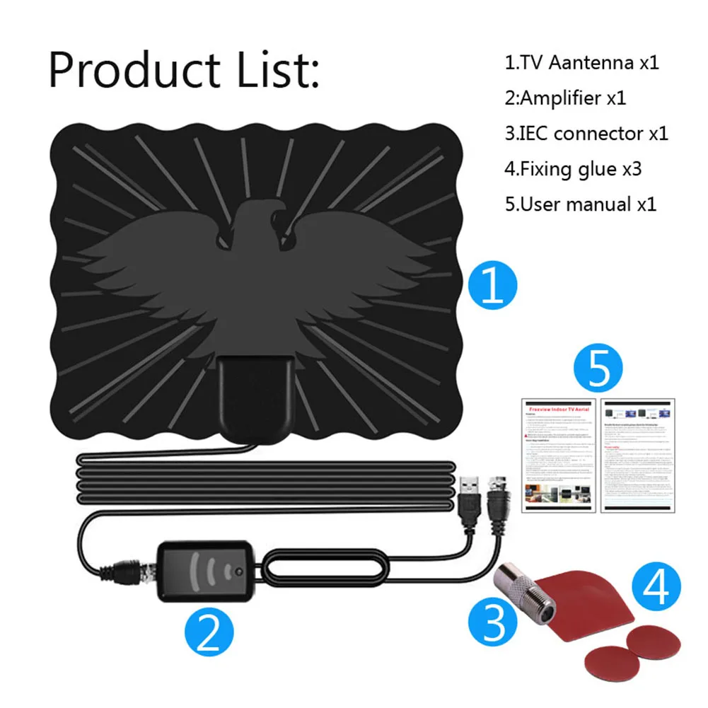 

Digital HDTV Antenna 150 Miles Range Signal Receiver 4K TV Aerial with Amplifier Booster for Indoor TV Accessories