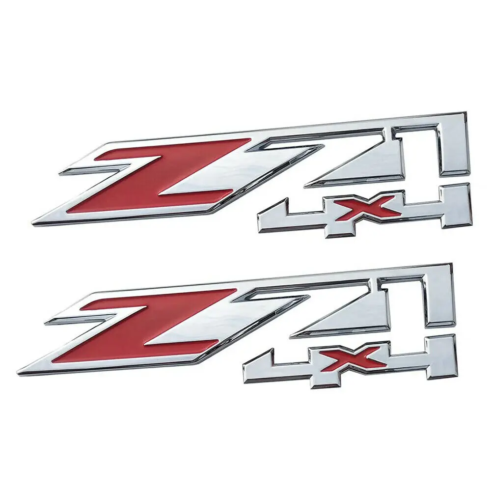 

2x Car Front Fender Z71 4x4 Rear Emblem Sticker Chrome Red for Chevrolet Tahoe Silverado GMC Yukon Sierra 1500 2500HD 3500HD