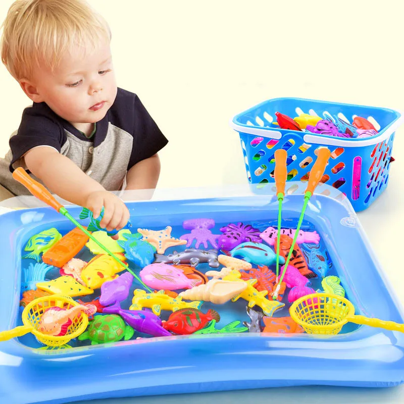 

Children's 14pcs/Set Magnetic Fishing Parent-child interactive Toys Game Kids 1 Rod 1 net 12 3D Fish Baby Bath Toys outdoor toy