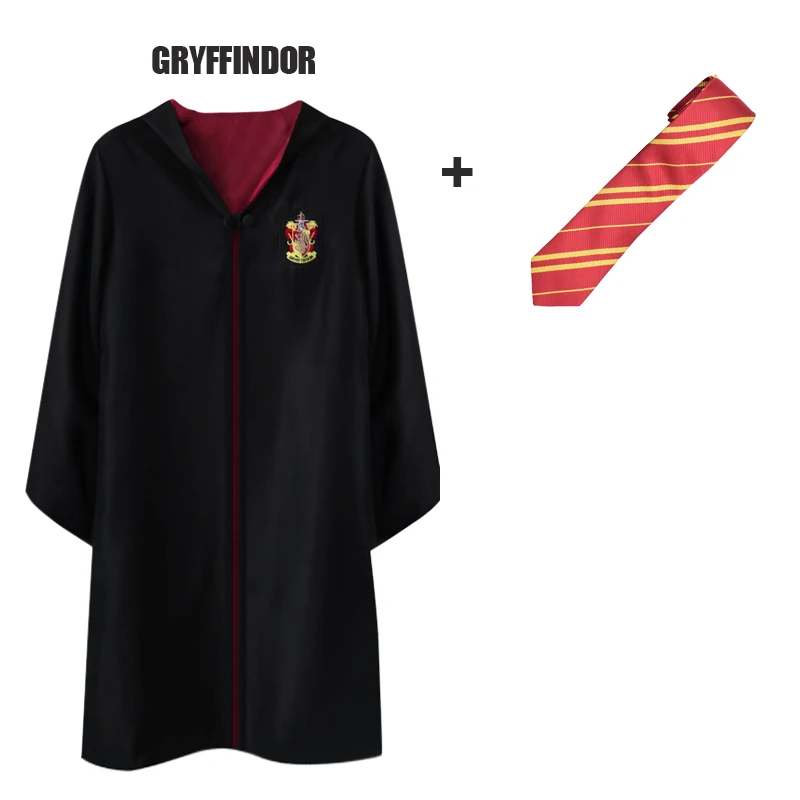 Gryffindor and Tie Костюм из Поттера, одежда, галстук, шарф, палочка, очки, шляпа Ravenclaw Gryffindor Hufflepuff Slytherin Potter, косплей, халат, плащ E2103AD - Цвет: Gryffindor and Tie