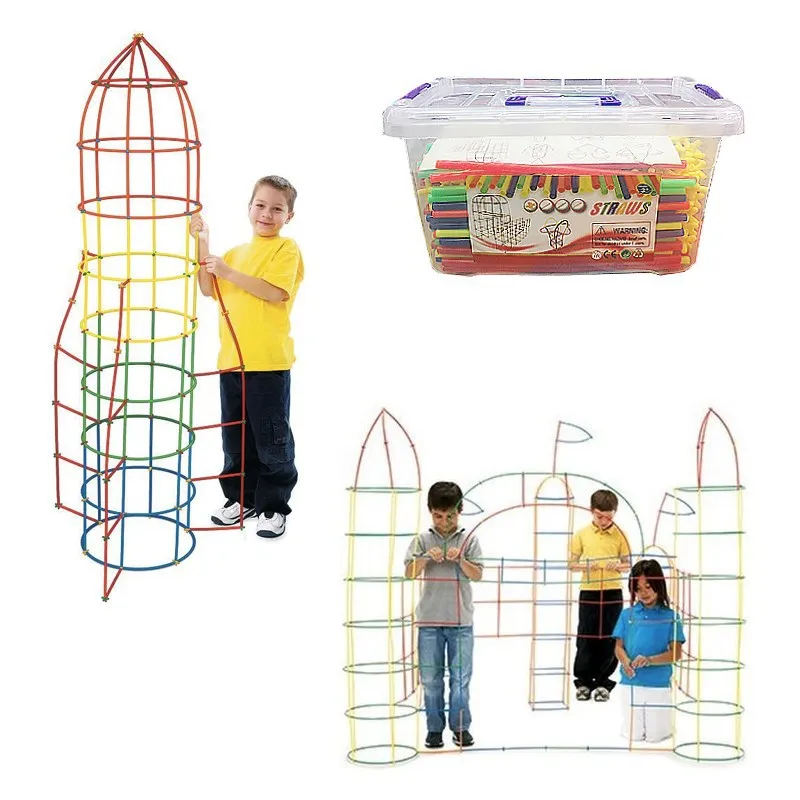 100 шт. 4D Сделай Сам пластиковая игрушка Монтессори соломенная Бойка строительные