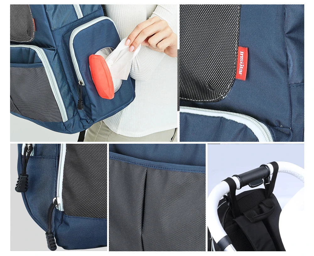 Изолированная сумка для подгузников мамы рюкзак водонепроницаемая мам большая