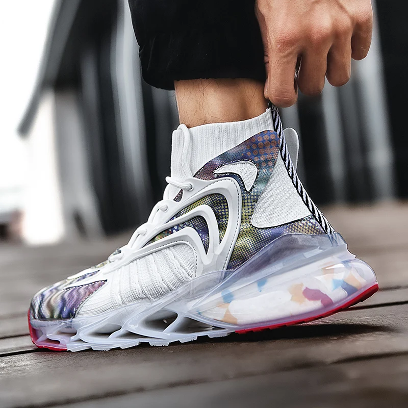

Super Cool Men Jogging Shoes High Top Men Sock Running Shoes Luxury Brand Walking Shoes For Mens Black Big Boy Sock Sneakers