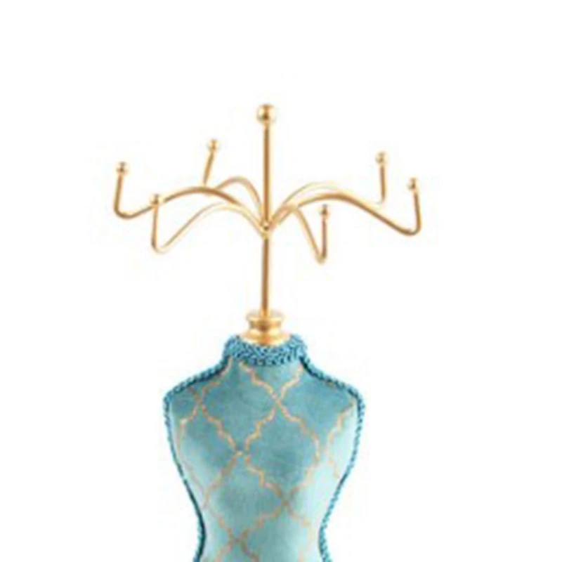 

Jewelry Holder Gilding Peacock Blue Exquisite Storage Rack Jewelry Organizer Display Tray for Women Girls
