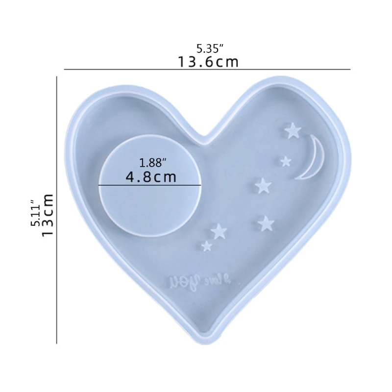 

Love Heart Star Coaster Epoxy Resin Mold Candlestick Pad Mat Tray Silicone Mould 97QF
