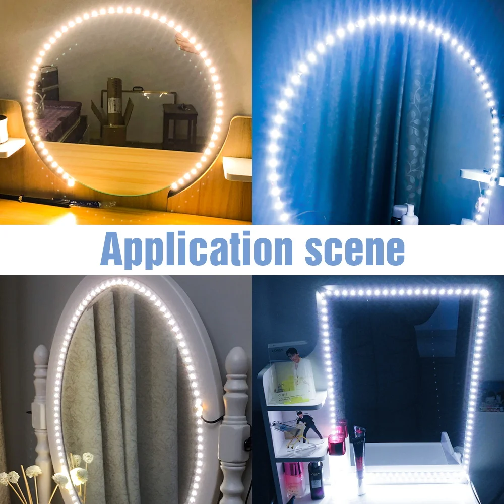 

USB 12V Vanity Mirror Light LED Makeup Lamp USB Cosmetic Lights Hollywood Dimmable Lamp Dressing Table 5M Waterproof For Bedroom