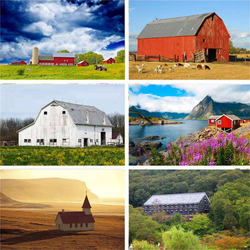 Фон для фотостудии Nitree природный пейзаж ранчо дом река HD узор Виниловый фон ткань