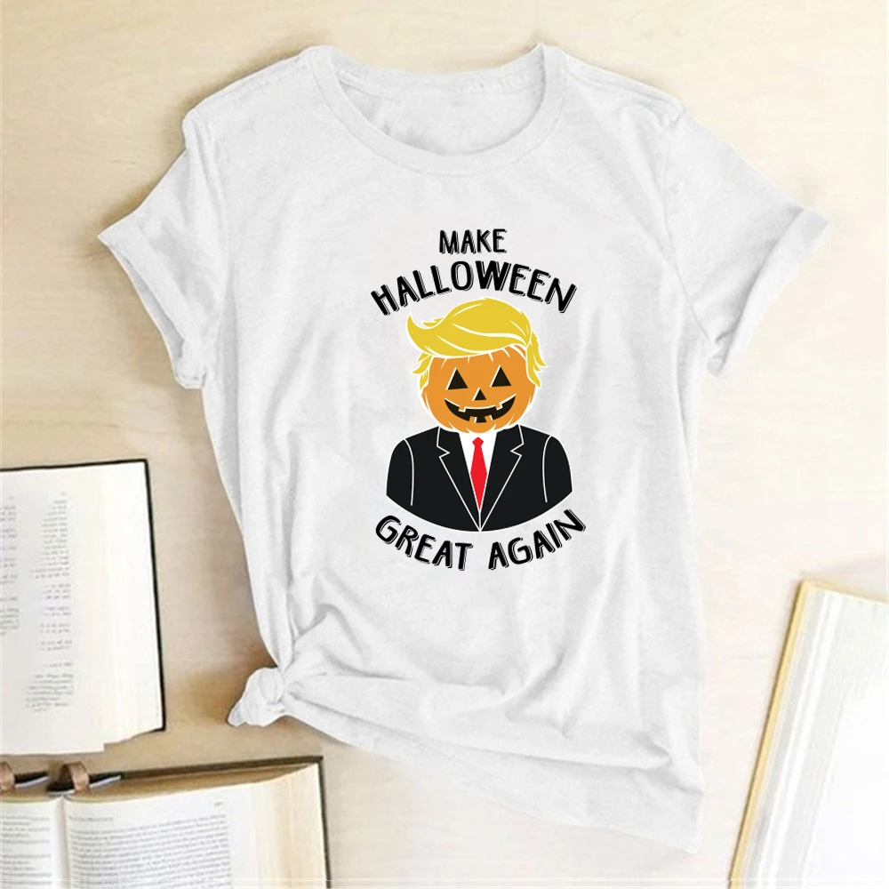 

Make Halloween Great Again Printed T-shirts Women Summer Graphic Tees Streetwear T Shirt Funny Short Sleeve Ladies Tops