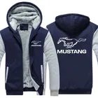 Толстовки мужские флисовые на молнии, на молнии, с капюшоном и рукавами, для Ford Mustang, зима 2021