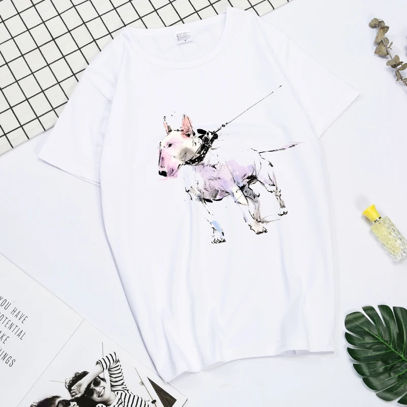 

bull terrier New Fashion Hip Hop T Shirt Men Women Harajuku T-Shirts Print Tees Tops