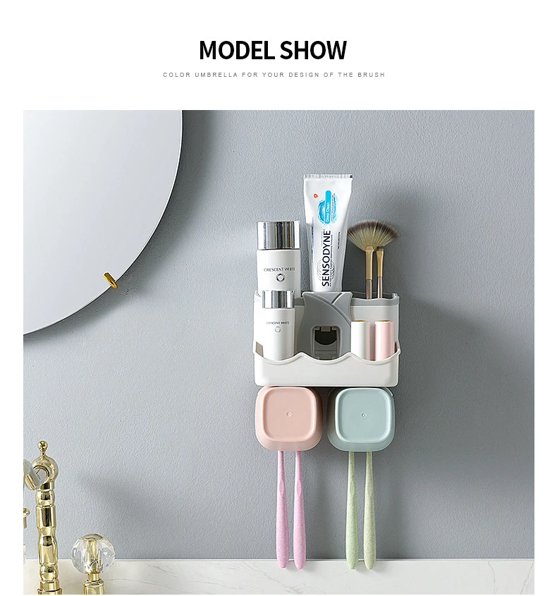 4pcs Multifunctional Toothbrush Holder Bathroom Accessories Set Automatic Toothpaste Dispenser Holder Bathroom Storage