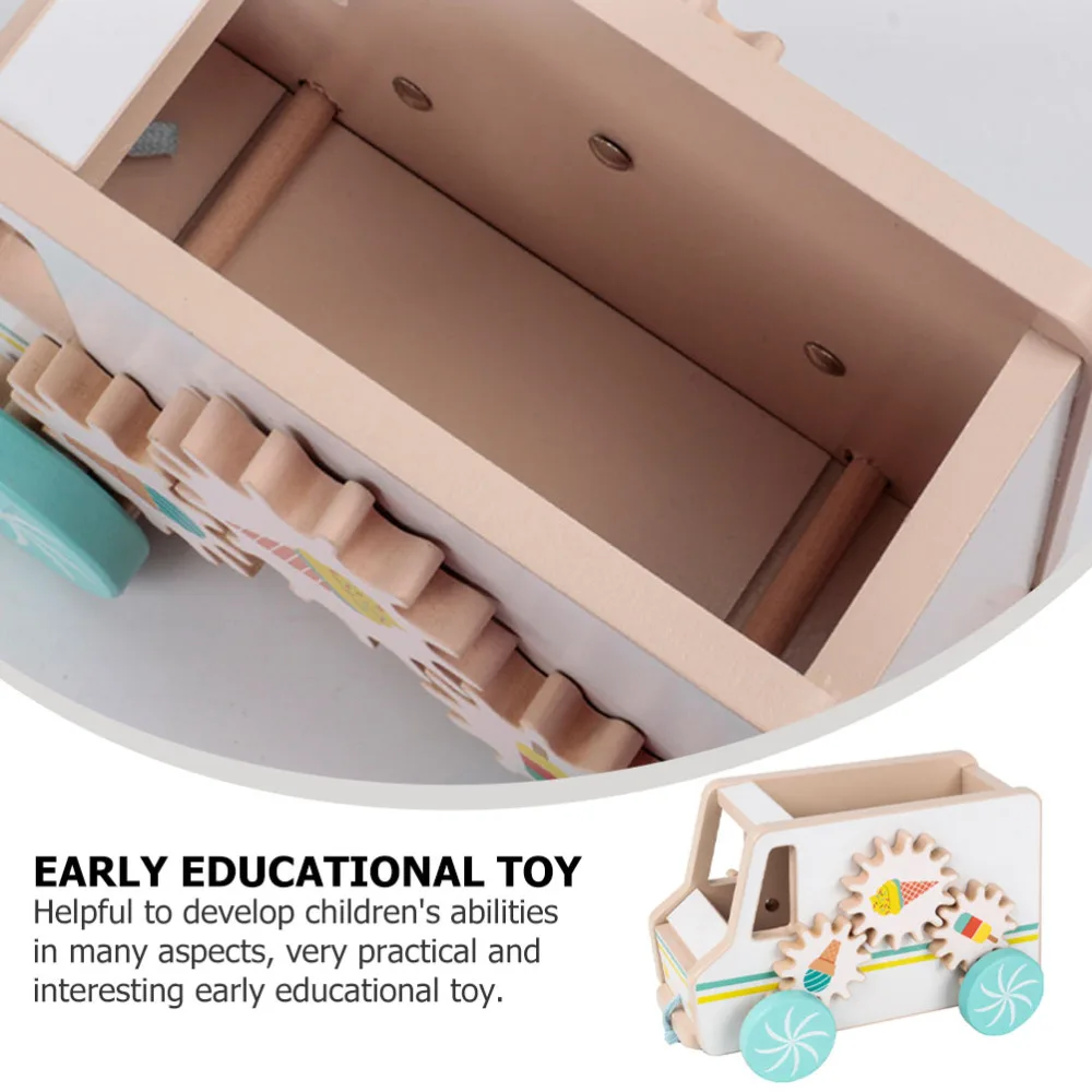 

1Pc Towing Vehicle with Thread Wooden Storage Truck Children Tractor