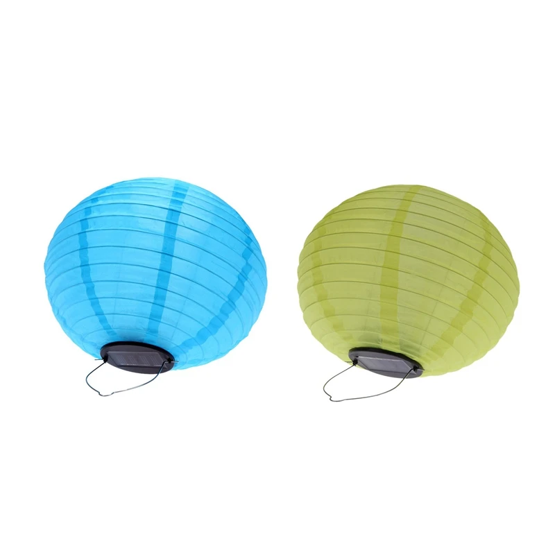 2 Pcs 10 Inch Solar Lanterns Road Lantern for Garden Decoration Blue &amp Yellow | Дом и сад