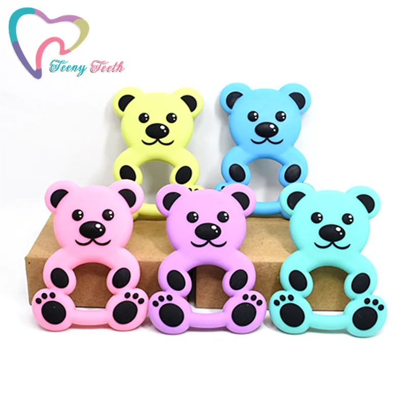 1 PC Cartoon Bear Baby Teether Silicone Teething Nursing Toys Chew Charms Infants DIY Necklace Pendant BPA Free | Украшения и
