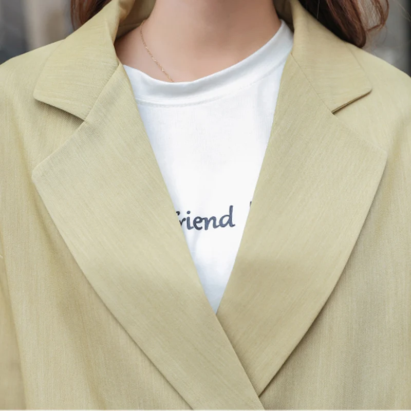 Женский хлопковый пиджак однотонный приталенный Блейзер желтого и бежевого