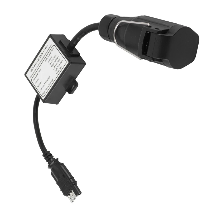 

USA to European Trailer Light Converter 4 Way Flat Socket (US Vehicle) to 13-Pin Round Plug (EU Trailer)