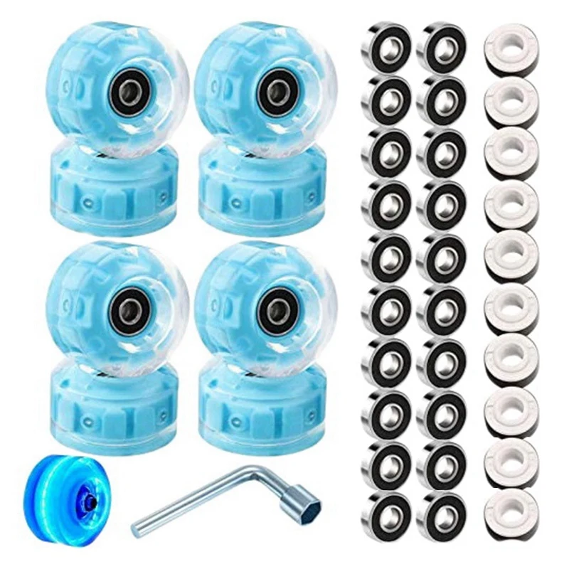 

Top!-8 Piece Roller Skate Wheels Luminous Light Up with Bearings,Suitable for 32mm x 58mm Double Row Skates and Skateboards