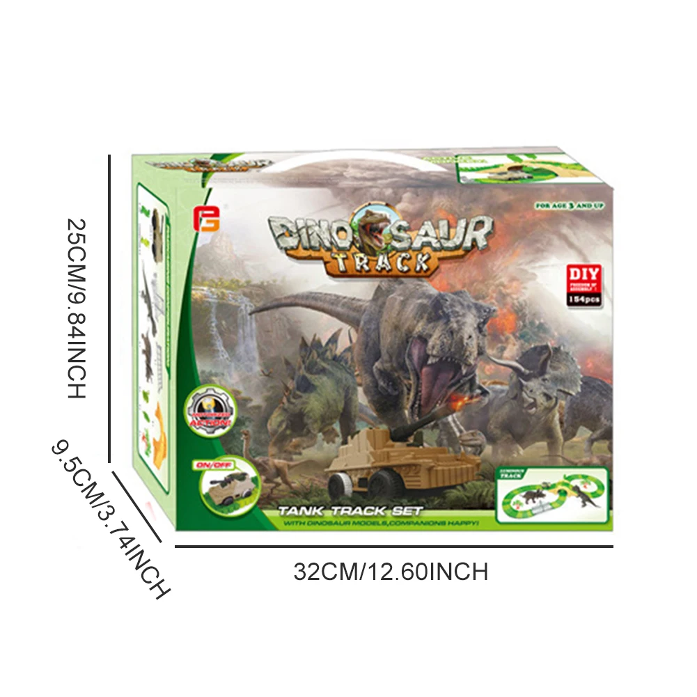 

154PCS Dinosaur Toy Dinosaur World Highway Variety Track Flexible Track Set Birthday Gift For Kids Drop Shipping