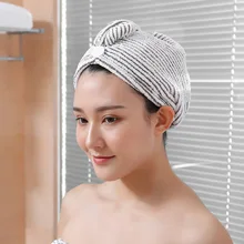 2 pçs microfibra cabelo toalha tampão turbante mulher adulto banheiro absorvente de secagem rápida banho envoltório cabeça toalha de cabelo atacado (4)