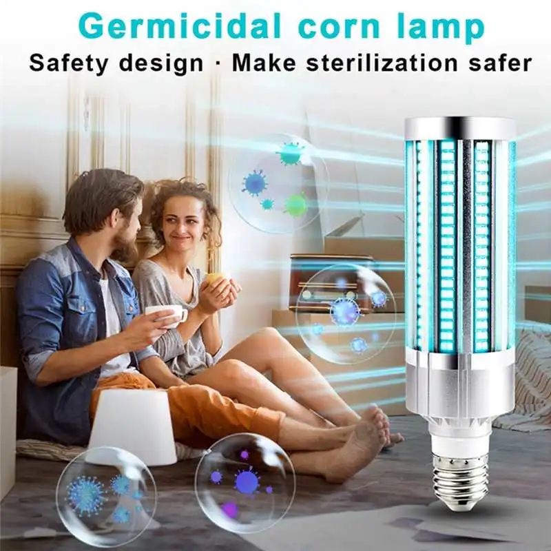 

60W UV Germicidal Lamp E27 LED UVC Bulb Remote Control Disinfection Light Sterilizer Ozone Kill Bacteria Mites Clean Lantern