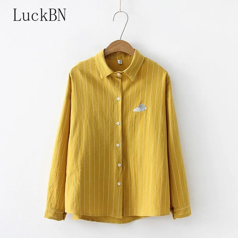 Рубашка женская хлопковая с длинным рукавом офисная блузка в Корейском стиле